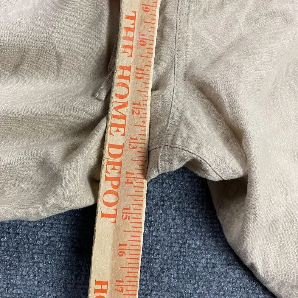 J Crew Pants Women's 2X Beige Jogger Taper Drawstring Linen Blend‎ NWT